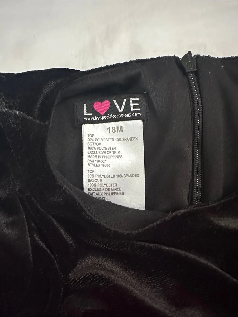 Love Black Velvet Baby Girl Dress with Pink And Floral Print Size 18 Months